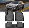 TPE Automotive Floor Mats Custom for 2016-2023 Jeep Cherokee (Not for Grand Cherokee), All Weather Cover Protection Waterproof Black Floor Liner Front & Rear Row Full Set Car Mats, 3PCS by CMVTAuto