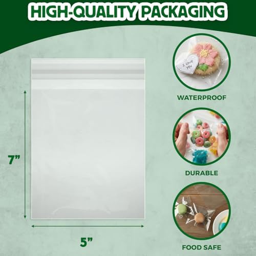 Seal Fresh Self Sealing Cellophane Bags - 5" x 7" (1000 Count) - Clear Plastic Resealable Cello Bag - Cellophane Treat Bags, Cookie Bags for Packaging, Candy bags, Cello Bags, Pastry Bags - Image 3