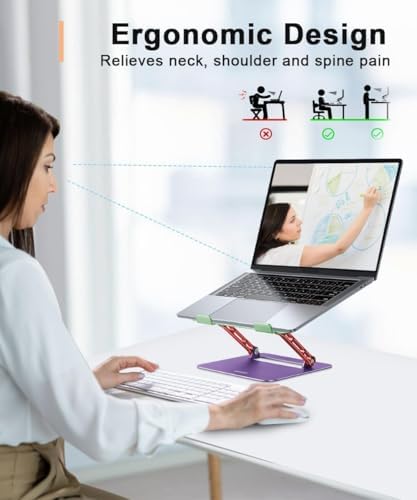 Aoviho Laptop Stand for Desk－Adjustable Laptop Stand Holder －Foldable Notebook Computer Stands for MacBook Air Pro HP Lenovo Dell Samsung Chromebook, 10-15.6 inch, Mixed Color - Image 2