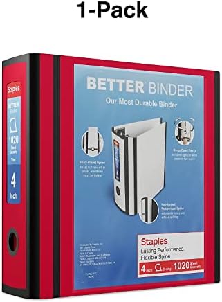 Staples Better Binder, 4 Inch D-Ring, Red, Reinforced Spine - Image 7
