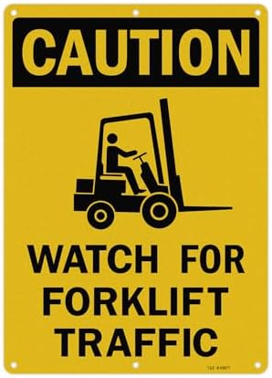 T&R Large Watch For Forklift Traffic Sign - 14 x 10 Inches Rust Free .040 Aluminum Reflective - UV Protected, Waterproof and Fade Resistant - 6 Pre-drilled Holes by TR