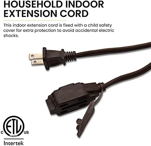 GoGreen Power (GG-24812) 16/2 12’ Household Extension Cord, 3 Outlets, Brown, 12 Ft - Image 3