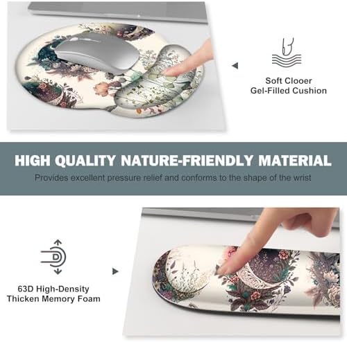 Large Desk Mat, Cute Boho Plants Mouse Pad, Apricot Desk Pad, XXL Mousepad - Image 5