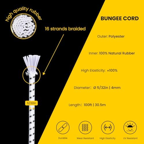Brotree Bungee Cords 5/32" x 100ft Elastic Shock Cord 100% Stretch Cord - Image 3
