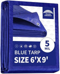 RAINDEWAY Small Tarps 6x9 Feet 5 Mil Blue Waterproof Multipurpose Tarp by RAINDEWAY