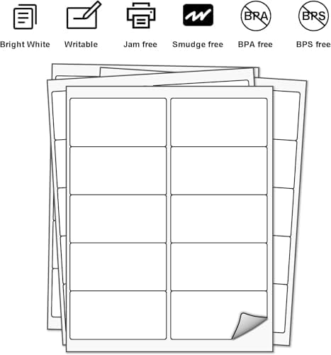 LabelMore 2000 2" x 4" Shipping Address Labels, Inkjet & Laser Compatible, Permanent Adhesive, 200 Sheets (10 Labels Each) - Image 2
