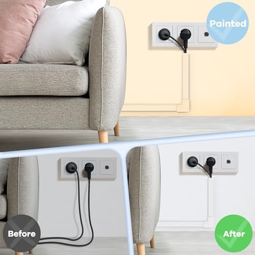 Cord Covers for Wires on Wall Extra-Long, 13.12ft TV Cord Hider Kit, Paintable Cable Management Concealer, TV Wire Hider for Wall, White Cable Raceway Channel, 4 x L39in x W0.95in x H0.55in - Image 6