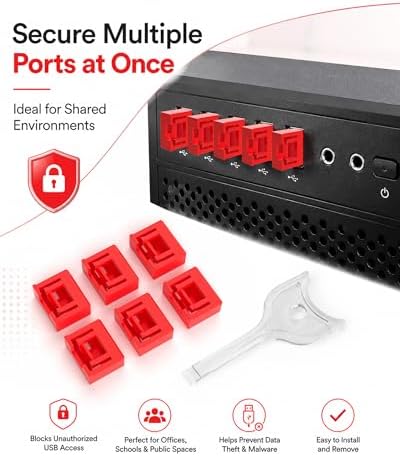 12-Pack USB-A Port Locks with 1 Key,Laptop Security Locks for Physical Security and Malware Protection, Removable USB-A Port Locks for PC Laptops, Protecting Data and Information Security (Red) - Image 6
