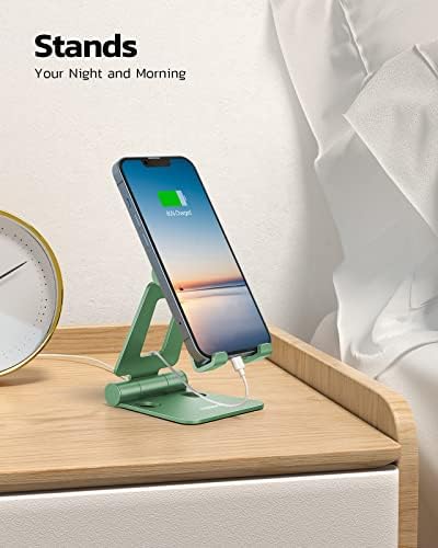 Nulaxy Full Aluminum Dual Folding Cell Phone Stand for Desk, Green - Image 3
