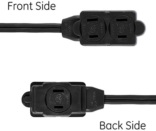 GE 12 Ft Extension Cord, 3 Outlet Power Strip, 2 Prong, 16 Gauge, Twist-to-Close Safety Outlet Covers, Indoor Rated, Perfect for Home, Office or Kitchen, UL Listed, Black, 45152 - Image 4