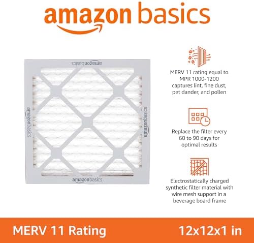 Amazon Basics 12x12x1 Air Filter 6-Pack, MERV 11 AC Furnace Filters, Dust, Pet, Allergen Control , Removes Pollen and Lint (Actual Size: 11.75" x 11.75" x 0.75") - Image 2