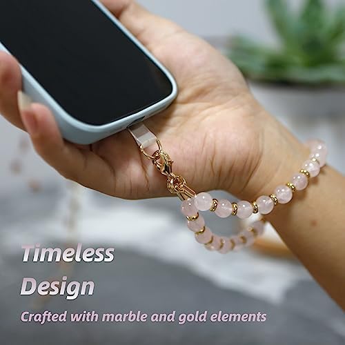 Marble Beaded Phone Wrist Strap for Women, Detachable Design - Image 6