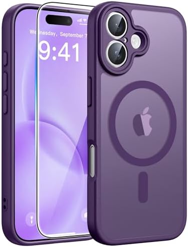 FNTCASE for iPhone 16 Case, Fit for Magsafe, Screen Protector, Purple by FNTCASE