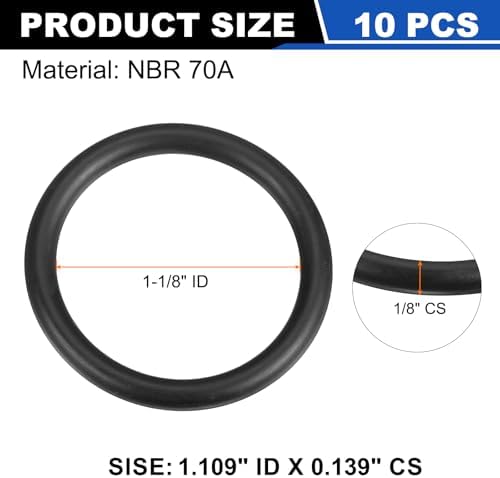 uxcell 10Pcs AS-216 NBR 70A O-Rings 1-1/8"ID x 1/8"CS/1.109"ID x 0.139"CS - Image 2