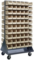 Quantum Storage QMD-36H-230IV Mobile Double Sided Gray Louvered Rack System with Bins, 36” L x 25” W 72” H, Ivory by QuantumStorageSystems