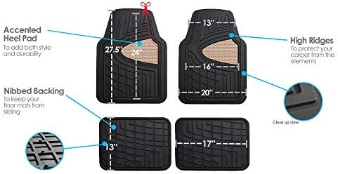 FH Group Automotive Floor Mats - Heavy-Duty Rubber Floor Mats for Cars, Universal Fit Full Set, Climaproof Floor Mats, Trimmable Floor Mats for Most Sedan, SUV, Truck Floor Mats Beige - Image 3