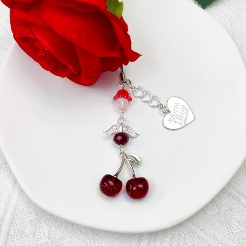 Phone Charms Strap Cute Cherry CellPhone Straps Aesthetic Pink Red Black BlueCherry Phone Chain for Camera Keychain Bag Pendant Decor Gift - Image 2