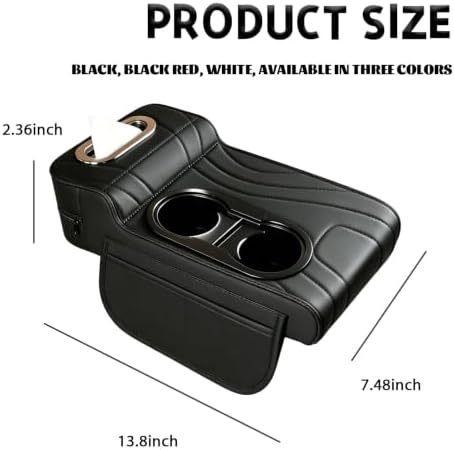Car Center Console Cover, Microfiber Leather Armrest Cushion Black - Image 2