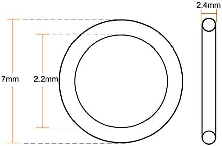 uxcell Fluorine Rubber O-Rings 7mm OD 2.2mm ID 2.4mm Width, Metric FKM Sealing Gasket, Pack of 10 - Image 3