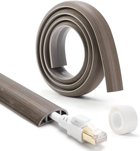 Floor Cord Cover 6ft, Cord Hider Floor Gray Wood, Cable Management Prevent Trips, Cable Cover Wire Covers for Electric Power Cords, Wire Protector Cavity W0.47in x H0.28in Grey - Image 4