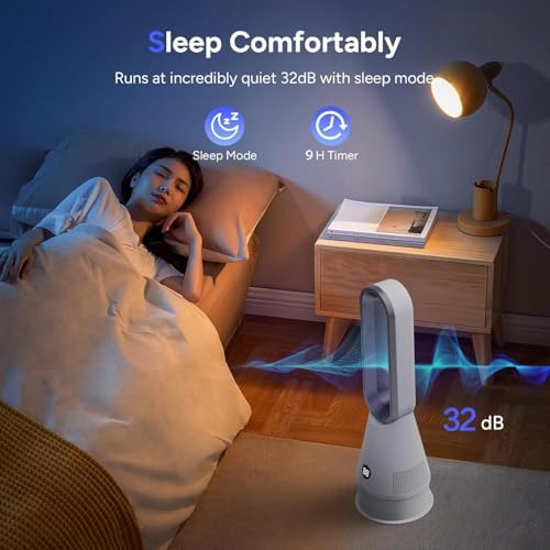 Bladeless Heater Fan, 25inch Heating & Cooling & Filter Combo Tower Fan 80° Oscillating with Remote, 9H Timer, 8 Speeds, Portable Quiet for Indoor, Bedroom, Home Office Room - Image 5