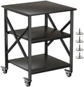 Printer Stand, 23.6 x 23.6 Inches Large Printer Stand with Adjustable Storage Shelf, 3 Tier Printer Table for Home Office, Rolling Printer Cart with Industrial Wheels, Mini Fridge Stand Table, Black by Unknown