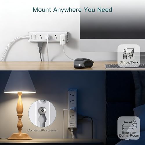Flat Plug Extension Cord 15FT, Power Strip Surge Protector with 12 Outlets - Image 5