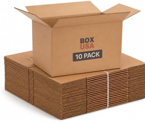 BOX USA Moving Boxes Holds 65lbs, 22"L x 17"W x 12"H (10-Pack) Large - Corrugated Cardboard Box for Shipping, Mailing, Packing, Packaging and Storage by BOXUSA