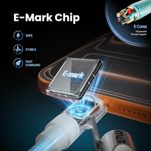 USB C Cable, 240W Fast Charging Type C Charger Cord with E-Mark Chip, 6FT - Image 4