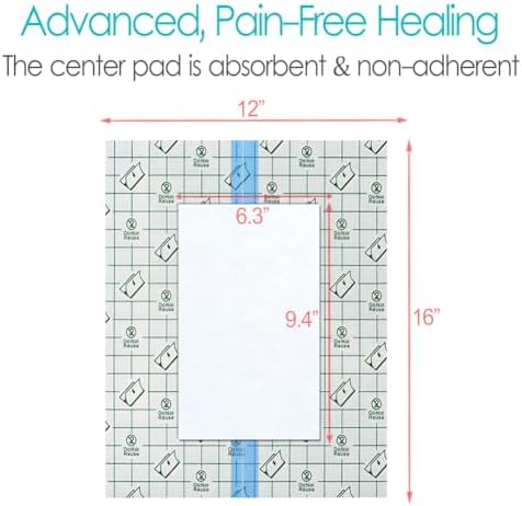 Waterproof Shower Protector Large Cover Shields for PICC Central Line Peritoneal Dialysis Chest Port Feeding Tube PD Catheter Accessories Bandages with Non-Stick Center Pad 12"x16"(Pack of 14) - Image 4