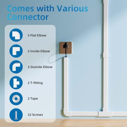Yecaye 235in Wall Cord Hider for 2-3 Cords, W1.18in H0.63in, White - Image 3