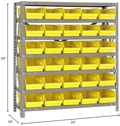 Quantum Storage Systems 1839-104YL Steel Shelving Unit with 4" Shelf Bins, 18" D x 36" W x 39" H, Yellow - Image 2