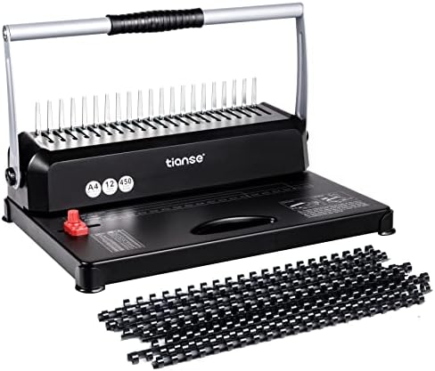 TIANSE Binding Machines, 21-Holes, 450 Sheets, Comb Bind Machine Book Maker with 100 PCS 3/8'' Comb Binder Spines Starter Kit, Comb Binding Machine for Letter Size, A4, A5 or Smaller Sizes by TIANSE