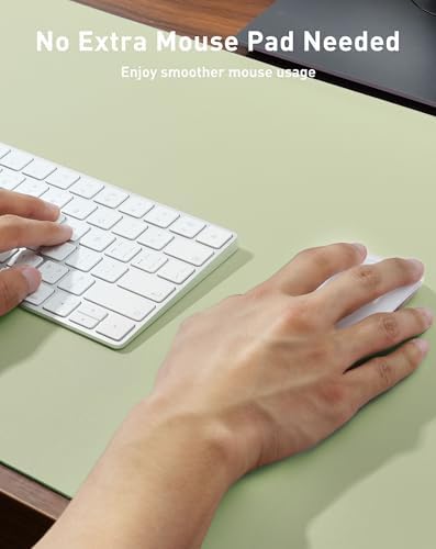 Aothia Faux Leather Desk Mat - Large Mouse Pad, Non-Slip PU Leather Blotter, Waterproof Writing Surface for Office and Home (Grass Green, 42" x 17") - Image 4