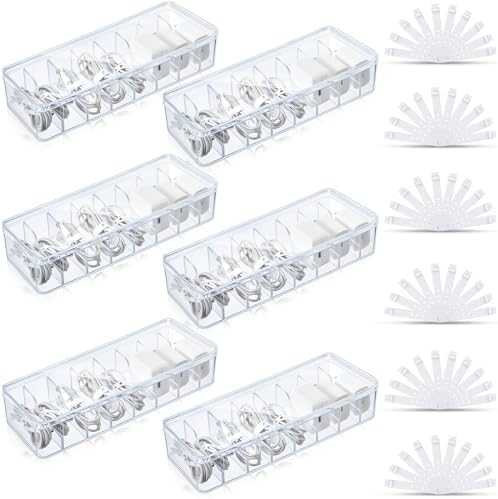 Tatuo Cord Organizer Box with Lid, Clear, 6 Pack by Tatuo