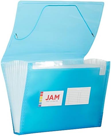 JAM PAPER Accordion Folders - 13 Pocket Plastic Expanding File - Letter Size - 9 x 13 - Blue Grid - 2/Pack by JAMPaper