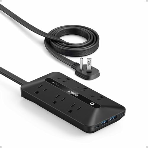 Anker Power Strip with 300J Surge Protector, 10ft Outlet Extender, 20W, 6AC by Anker