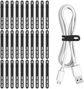 Donruby 30Pcs Silicone Cable Ties, Reusable Cord Organizer Straps, Black by Donruby