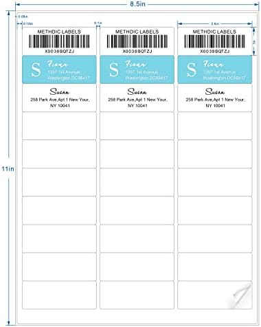 Methdic Address Labels 1" x 2-5/8" 3000 Labels Sticker Paper for Laser/Ink Jet Printer Mailing Labels 8.5"×11" White 30 per Sheet - Image 2