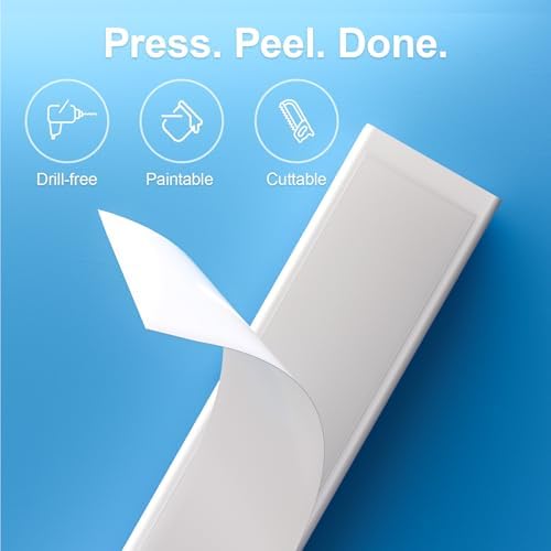 Yecaye TV Cord Hider, 42in Cord Cover Wall Mounted, W1.18in H0.6in, White - Image 6