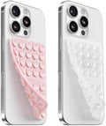 2PCS Silicone Suction Cup Phone Case Mount Double Sided, Hands-Free Phone Accessories Holder for Selfies and Videos, Silicon Sticky Phone Grip for iPhone and Android, Transparent&Light Pink by KlearlookMaximizedClarity