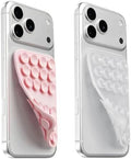 2 Pack Upgraded Double Sided Suction Phone Mount, Transparent & Light Pink by Mnyatr