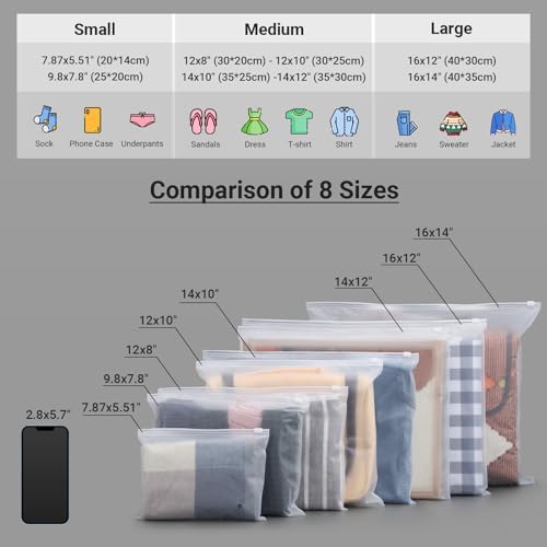 Frosted Zipper Bags for Clothes 25pcs, Plastic Shirt Bags for Packaging T-Shirt, Swimsuit, Bikini, Bathing Suit, 3 Mil, 9.8x7.8" with Vent Holes and Reinforced Sides - Image 5