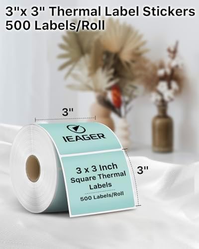 iEager Green 3" x 3" Square Thermal Label Stickers, 500 Labels/Roll - Image 2
