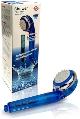 Ronaqua Filtered Handheld Shower Head with Vitamin C – Reduces Chlorine & Impurities, Prevents Dry Skin & Hair, 8 Spray Settings, Easy Installation (Blue) by Ronaqua