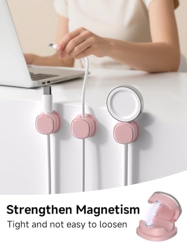 Magnetic Cable Clips, Adjustable Cord Holder Management, Adhesive Wire Keeper Organizer for Home Office Desk Phone PC Car Wall Desktop Nightstand Appliance (9-PCS Purple) - Image 2