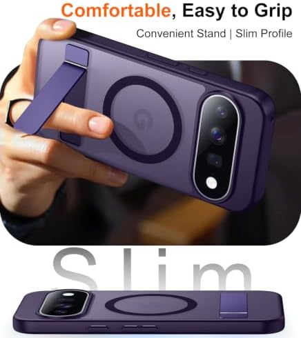 Temdan Designed for Google Pixel 11 Pro Case 2026, [Built-in Invisible Kickstand][Compatible with MagSafe][Military Grade Shockproof] Slim Translucent Matte Phone Case-Purple - Image 7