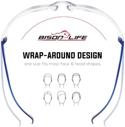 BISON LIFE Clear/Blue Safety Glasses for Men & Women, ANSI Z87.1, 6 Pack - Image 7