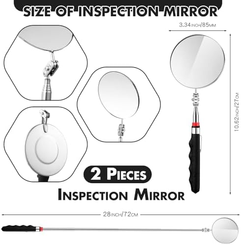 Copkim 2 Pcs Telescoping Inspection Mirror Mechanics Mirror,85mm,Black - Image 2
