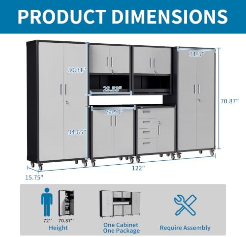 6-Piece Garage Storage Cabinets System Heavy Duty Workshop Set - Image 2